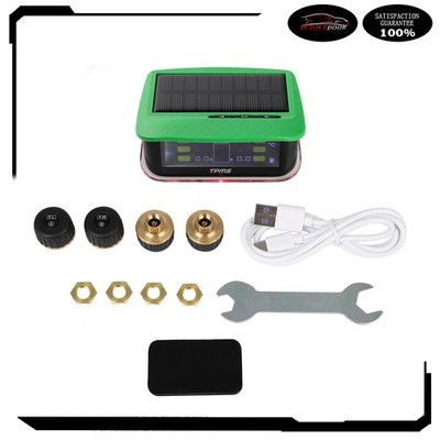 Green RV Tire Pressure Sensor 1PC TPMS Solar Monitor 4pc Sensors W/Alarm Modes