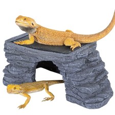 REPTI ZOO Large Bearded Dragon Basking Platform, 12.5x7x5 inch Gecko Hide Cav...
