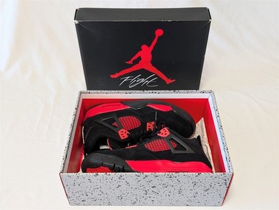 Air Jordan 4 Retro Red Thunder GS Size 6Y Black Crimson 408452-016 With Box