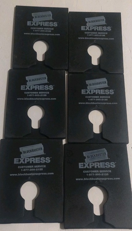 (6) Black BLOCKBUSTER EXPRESS Plastic Sleeves DVD rental kiosk case Vintage
