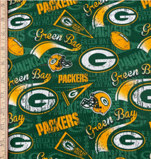 Green Bay Packers Cotton Fabric 56" wide NFL Football Logo by the yard