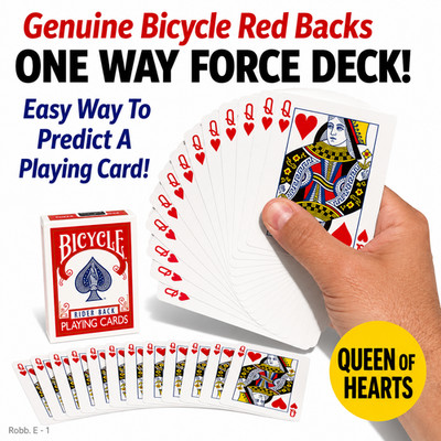 Queen Hearts ONE WAY FORCE DECK Red Bicycle Playing Cards Close Up Magic Trick