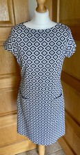 Dress Size 14 Grey Black Next Knit Pockets Sleeve Pencil Work Office Career Wear