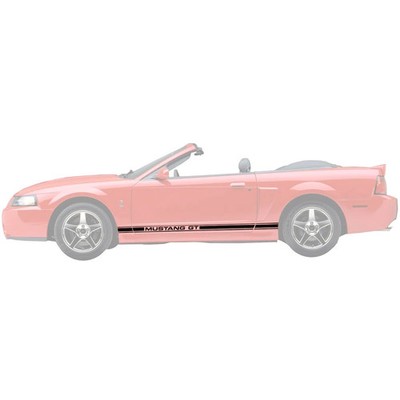 Graphic Express Side Stripe Decal Kit With Mustang GT Cutout Black 1979-2004