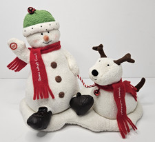 Xmas Hallmark 2004 Jingle Pals Snowman and Dog animated Plush Jingle Bells Works