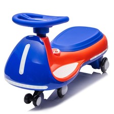 12V Wiggle Car Electric Ride on Toy with LED Lights Flashing Wheels for Kids 3-8