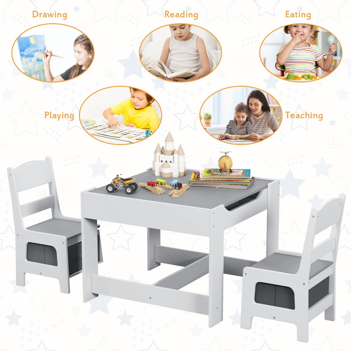 Costzon Kids Table And Chair Set Toddler Craft Table Wood Table