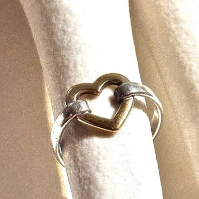 Tiffany & Co. love ring シルバー Tiffany Silver & Gold Heart Ring Sterling & 18 K Gold Love | eBay