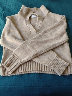DISSH Jumper Womens Size S Beige Chunky Cable Knit V Neck Long Sleeve 135708