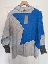 Image of BNWT Mint Velvet Batwing Jumper Cotton Cashmere Blend Star Design Knit Size L