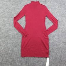 COMMENSE Dress Womens S Red Sweater Dress Mock Neck Long Sleeve Knit Ruffle NWT