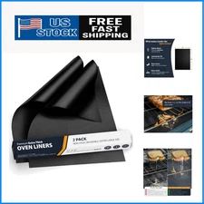 Reusable Black Oven Liners - 17”x25” Heavy Duty Mats Perfect for Easy Cleanup