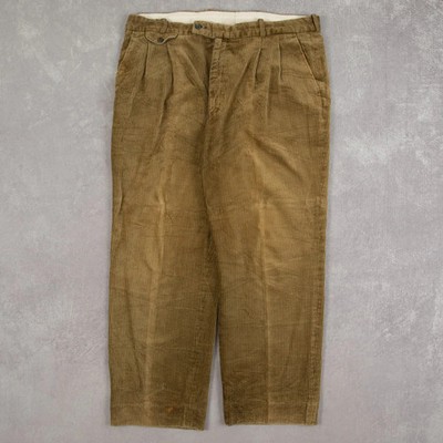 Vintage Relaxed Fit Jumbo Cord Trousers W38 L28 Men's Beige Corduroy