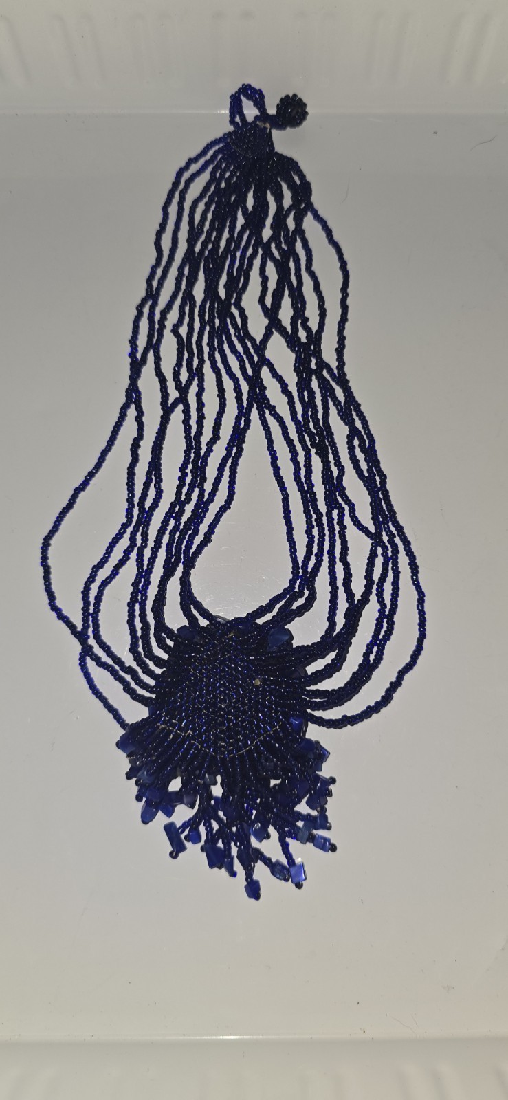 Blue Boho Cluster Multiple Strings Seed Bead Neck… - image 3