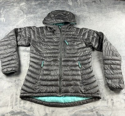 Rab Microlight Alpine Jacke Damen UK 12 schwarz Kapuze isoliert Outdoor Medium