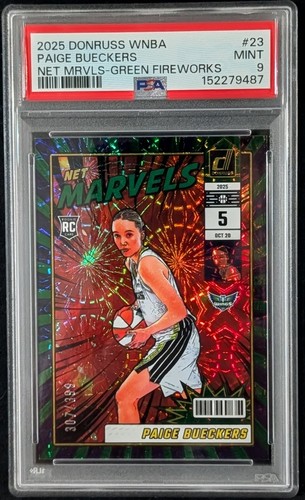 2025 Donruss WNBA Paige Bueckers RC Net Marvels Green Fireworks /399 PSA 9 #23