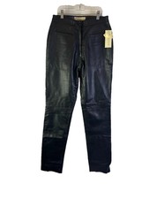 Deadstock Vintage 90s Womens 6 Leather High Rise Straight Pants Moto Goth