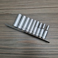 Teng Tools Deep Socket Set 10pc Metric & Clip Rail 1/4 Square Drive