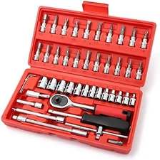 Socket ratchet wrench set 46 piece 1 4 drive with case