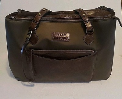 Jill-E Designs Large Camera Bag W/ Small Accessory Bag Brown Leather & Nylon 