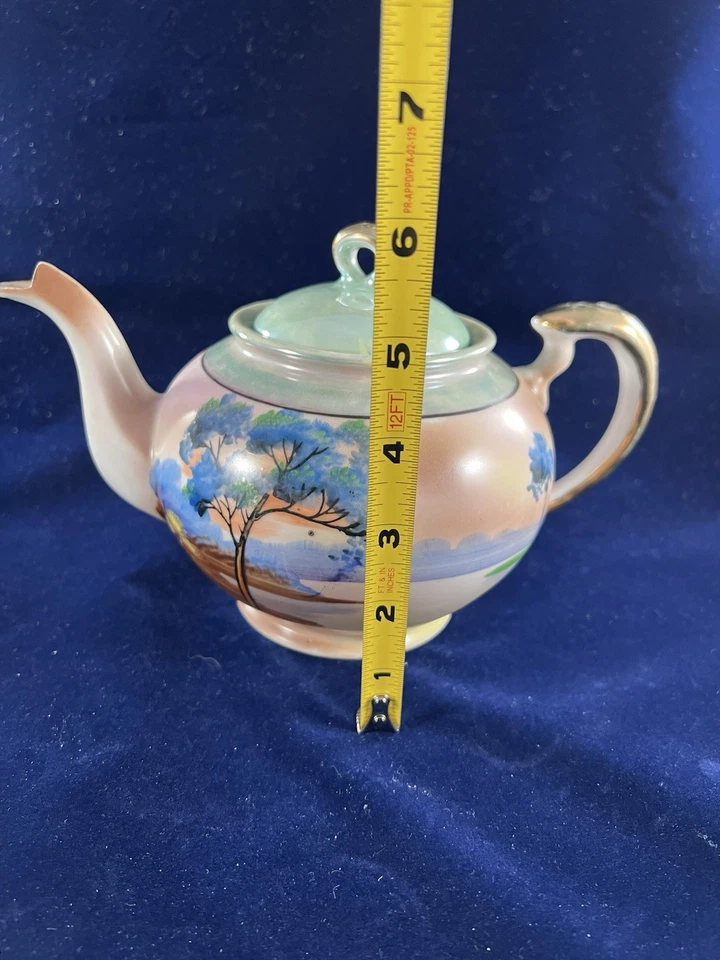 10 piece Vintage Hand Painted Japanese Lusterware Porcelain Tea/Snack Set - Image 4 of 4