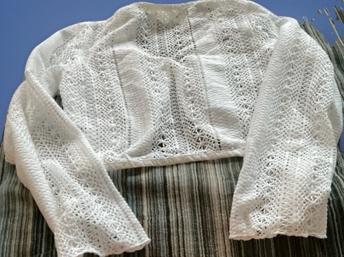 H & M girls dressy White cardigan shawl bolero size12-14 Mint Condition - Picture 3 of 4