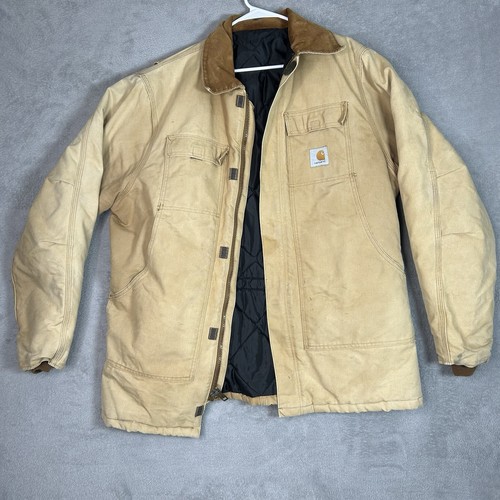 Vintage Carhartt Brown Duck Canvas Chore Coat Quilted Corduroy Collar Men’s XL