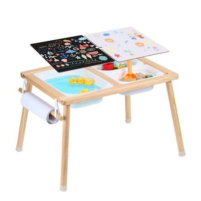 Sensory Table for Toddlers, Kids Activity Table w 3 Foldable Storage Bins, 2-in1