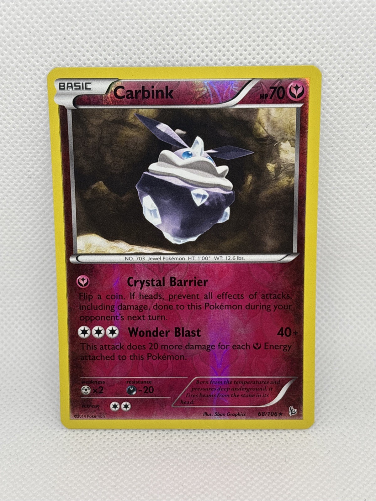 Pokemon Card Carbink Flashfire Reverse Holo Rare 68/106 Near Mint