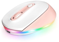 Seenda Bluetooth Mouse Ultra Quiet Rechargeable LED Wireless Mouse, Pink