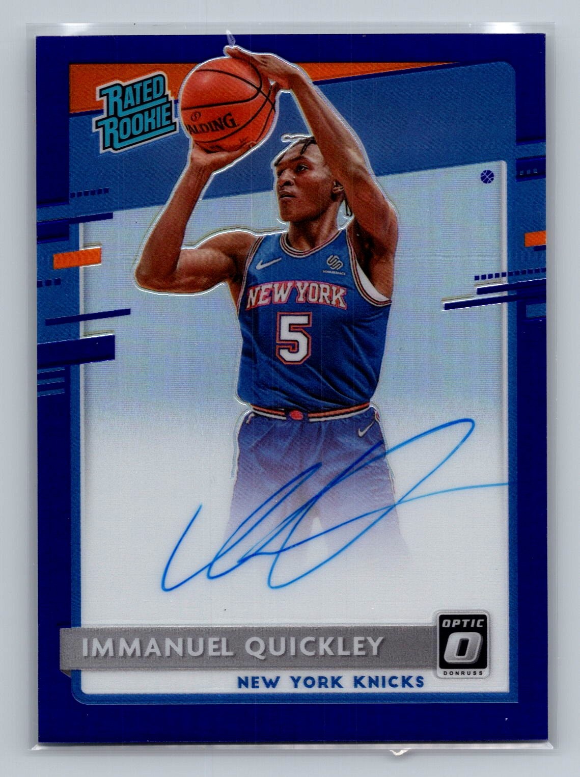 Immanuel Quickley 2020-21 Donruss Optic #175 Rated Rookies Auto Purple RC
