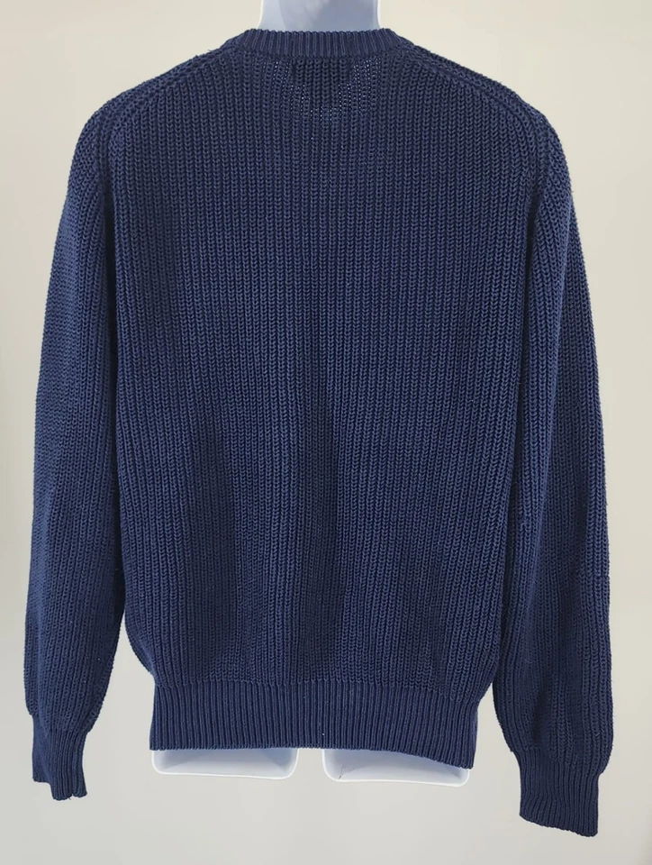 Suéter de punto con cable azul marino Lord & Taylor vintage de The Man's Shop para hombre mediano Foto 3 de 4