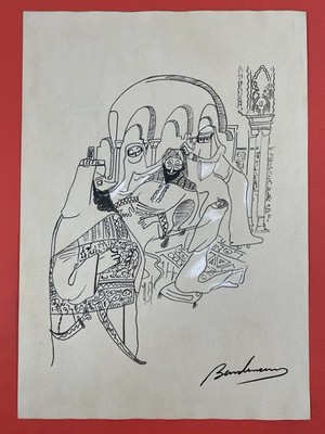 Ludwig Bemelmans Drawing on paper (Handmade) signed and stamped