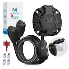 MICTUNING AC Port Plug 15A 125V w/ Dual 20" Ext Cord, Hole Saw  Cable Clips