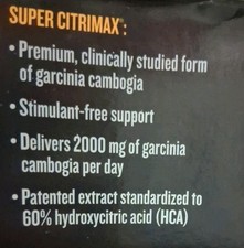 BodyDynamix Super Citrimax Garcinia Cambogia 1000mg 60 Caplets Gluten-Free