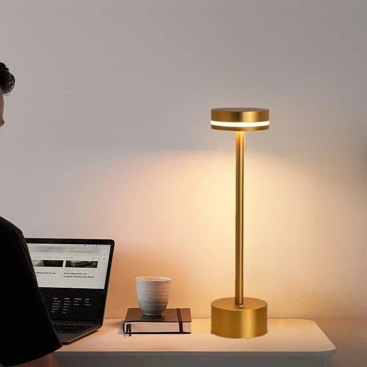 Lampe De Table Sans Fil À Pile À 3 Couleurs Réglables Dimmable Tactile - Photo 2/4