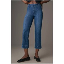 Anthropologie Pilcro Women  s Sz 27 70s High Rise Crop Flare Denim Jeans Stretch
