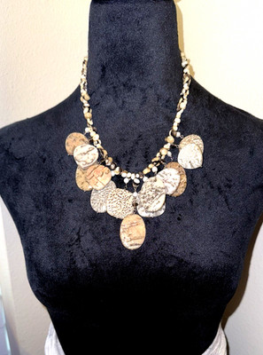 Jay King Mine Finds DRT Zebra Feldspar Jasper & Fossil Coral Pearl 925 Necklace