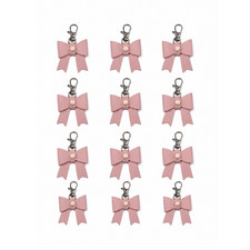 NEW - 12PC Pink Faux Leather Bow Keychain  Coquette Bag Charm  Keyring