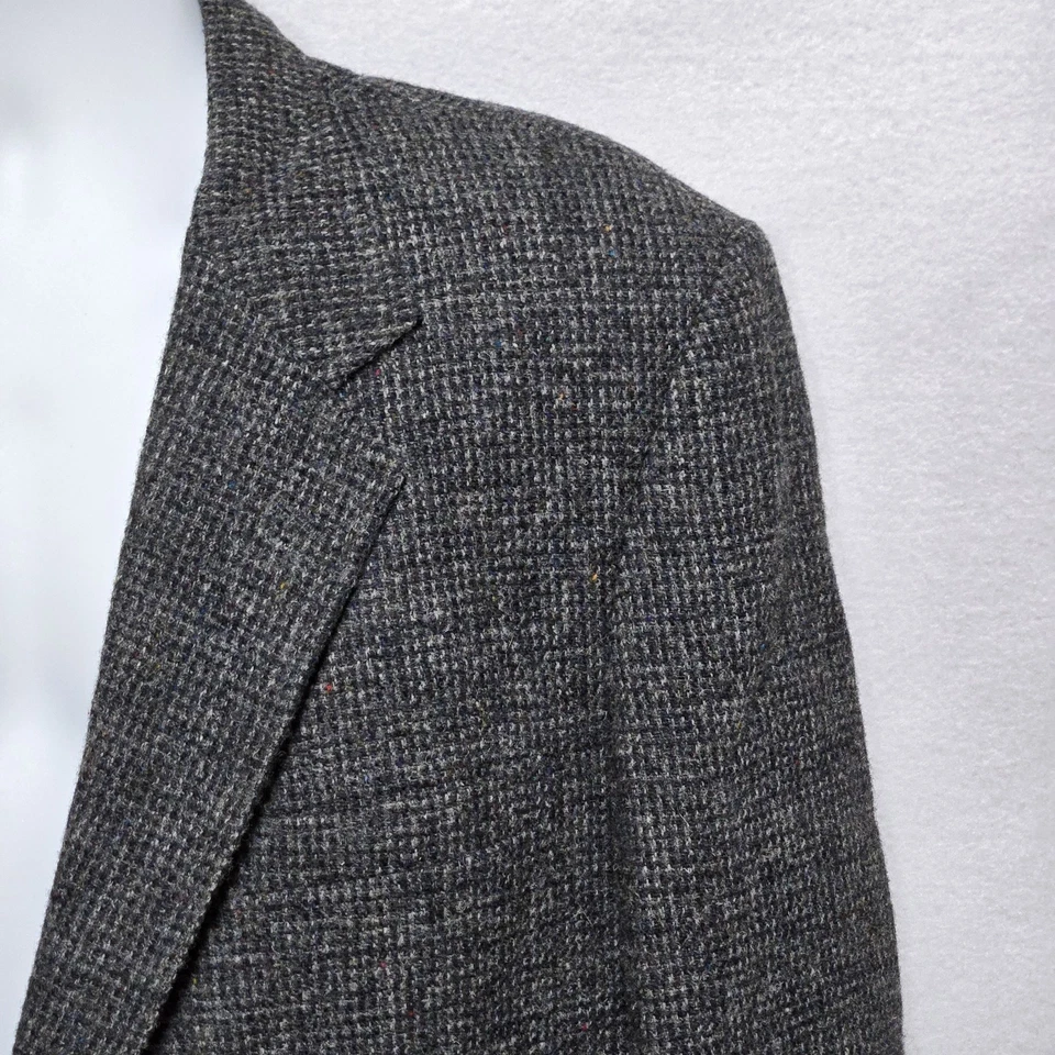 Blazer Patrick James Harris Tweed Para Hombres 44R Gris Lana Escocés Estilo Vintage EE. UU. Foto 4 de 4