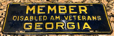 Georgia license plate DISABLED AMERICAN VETERANS DAV Vets Military 1930s 40s 50s