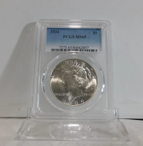 BEAUTIFUL!  1934-P  Peace Silver Dollar, PCGS MS-65!