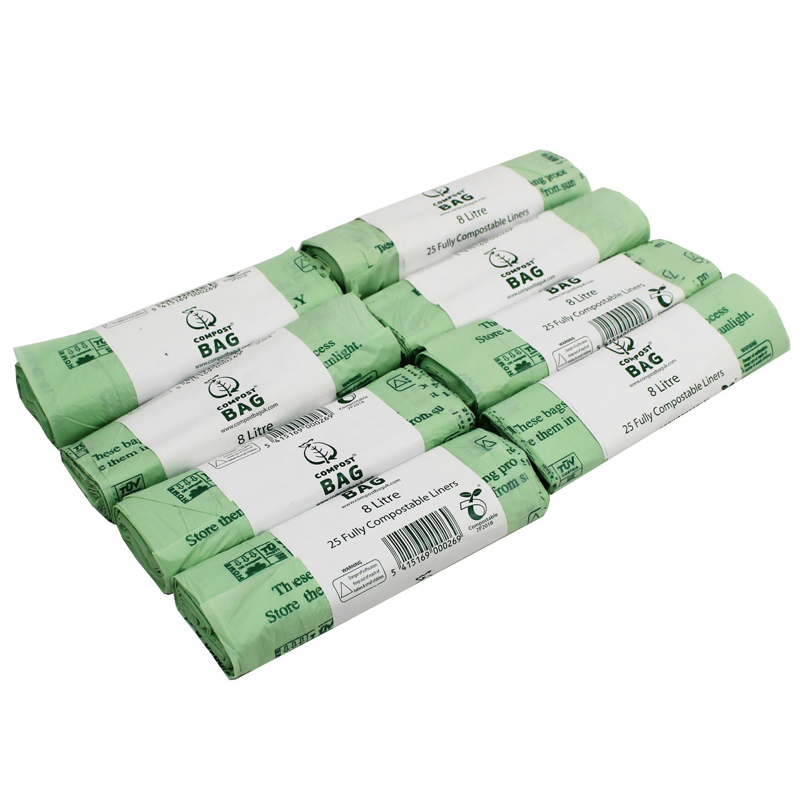 200 x 8 Litre Compost Bag Compostable Food Waste Bag-EN13432