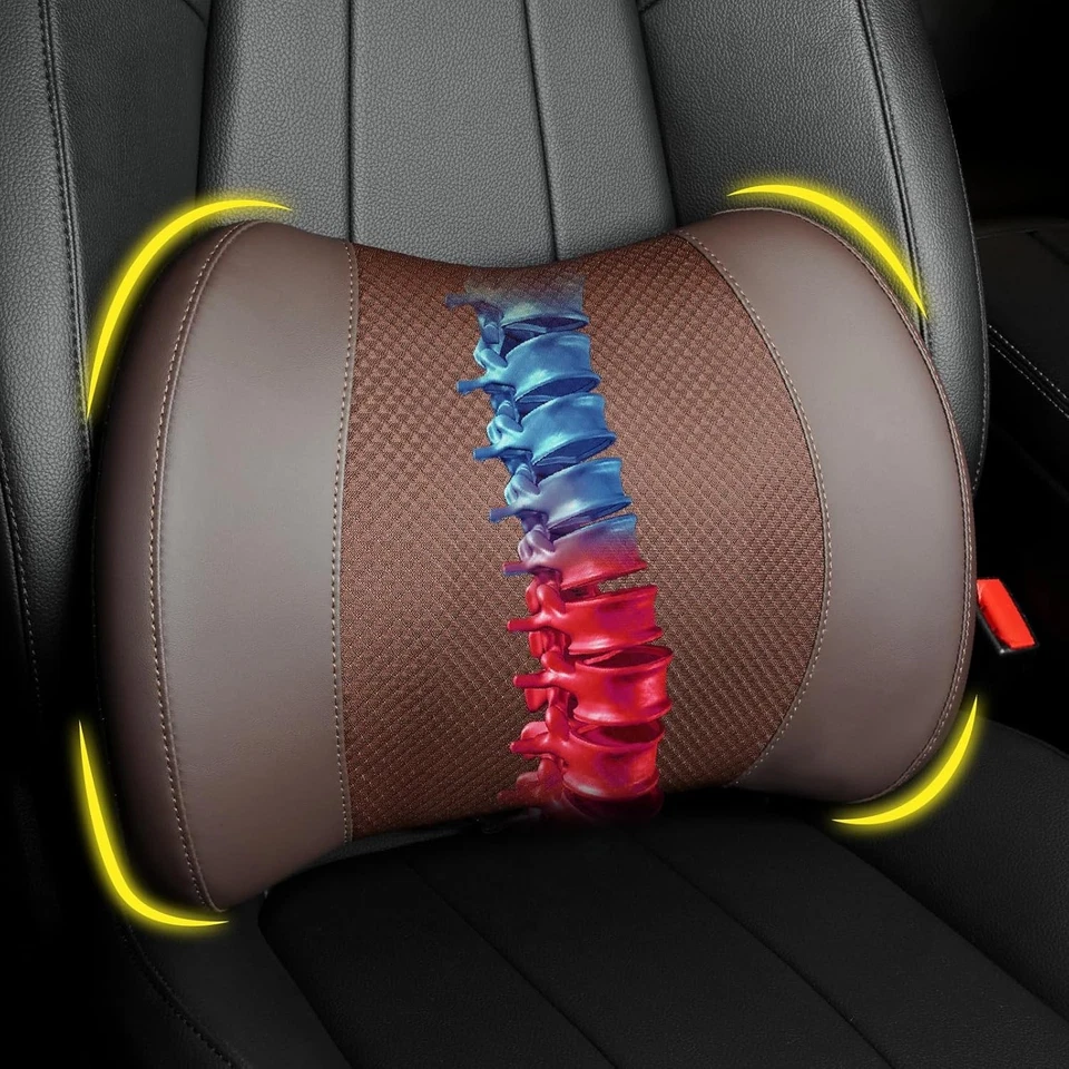 Almohada de soporte lumbar de espuma viscoelástica para silla de oficina de coche alivio del dolor de espalda Foto 3 de 4