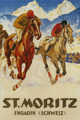 Horse Racing St. Moritz Switzerland Art Wall Room Poster - POSTER 20x30