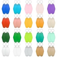 40 Pcs Vintage Motel Keychain Blank Rhombus Hotel Keychain for DIY Craft
