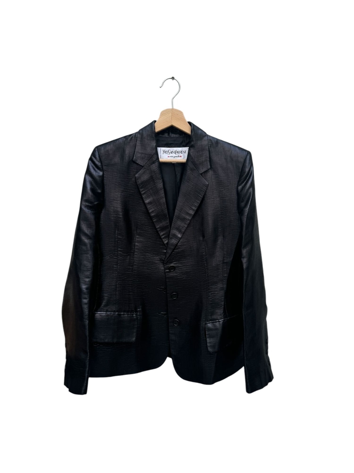 Giacca blazer lamé nero Yves Saint Laurent anni 80 taglia 42 M