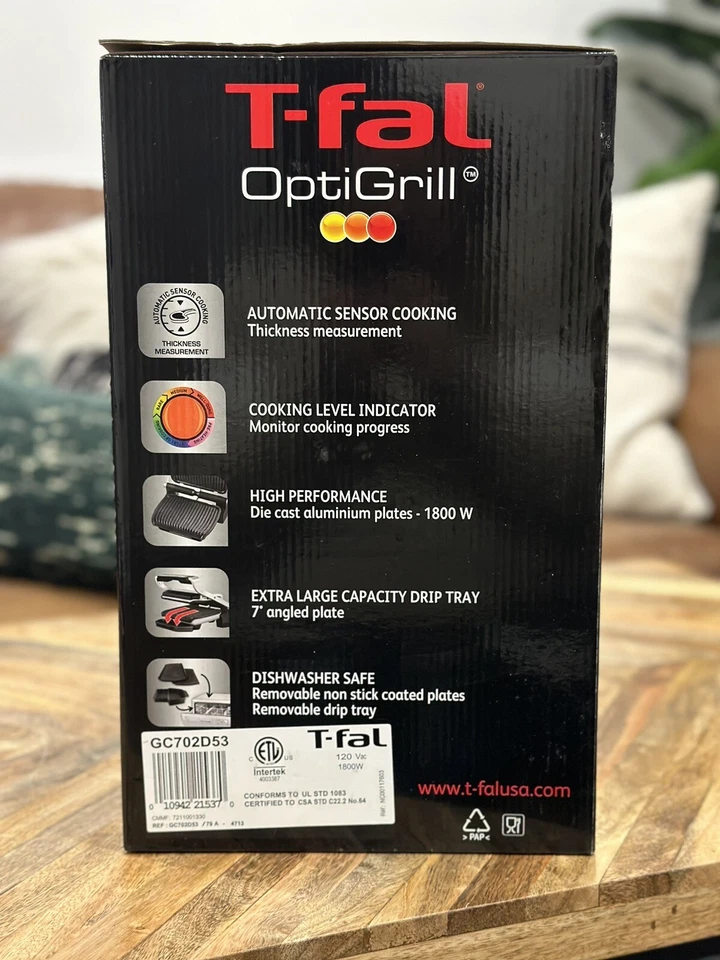 T-fal GC7 Opti-Grill Parrilla Eléctrica Interior Sensor Automático OptiGrill Foto 2 de 4