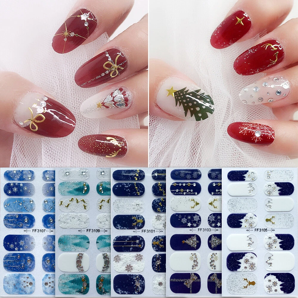 14 Pièces 1 Feuille D'autocollants Pour Ongles De Noël, Enveloppes