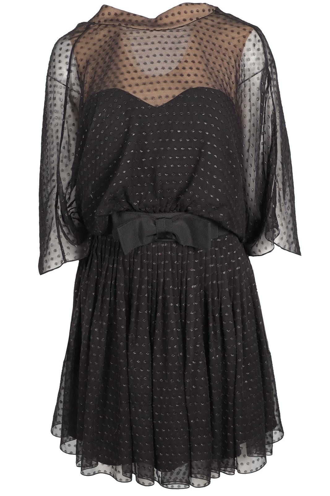 SAINT LAURENT MINI ABITO SETA NERO FR 38 UK 10